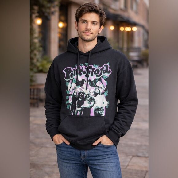Pink Floyd Other - Pink Floyd Hoodie Mens Small Black Psychedelic Hippie Rock Band Sweater Concert